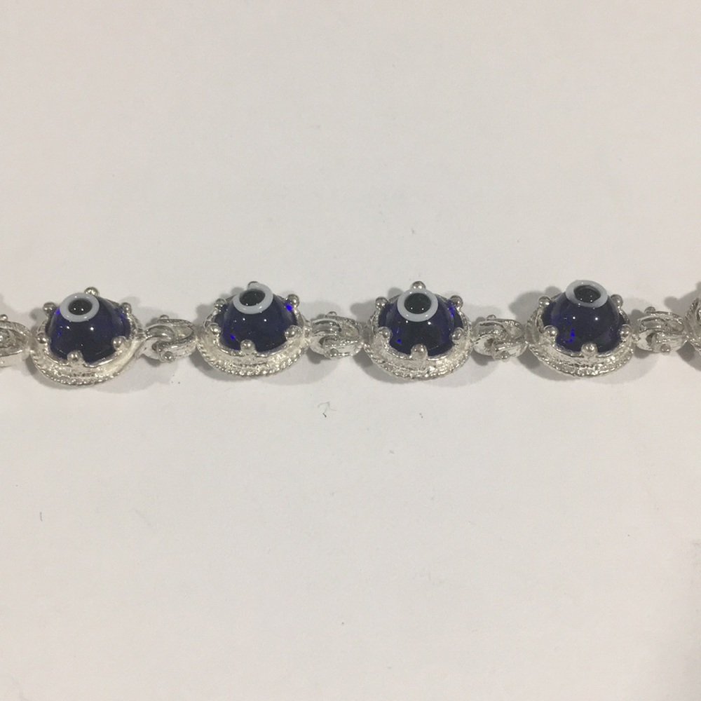 Silver 925 Greek Eye Hamsa  Bracelet - Picture 4 of 6